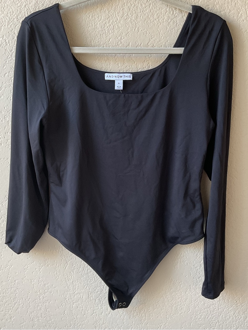And Now This Black Square Neck Long Sleeve Bodysuit Size XL Practically New